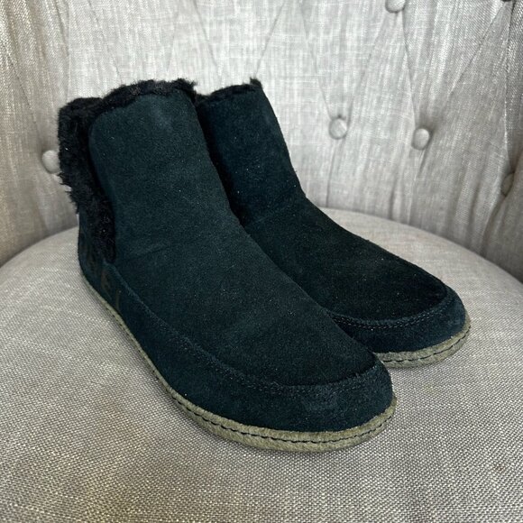 Sorel Nakiska Boot Womens Sz 8.5 Black Slip on Low Winter Snow Ankle Bootie - Picture 3 of 10